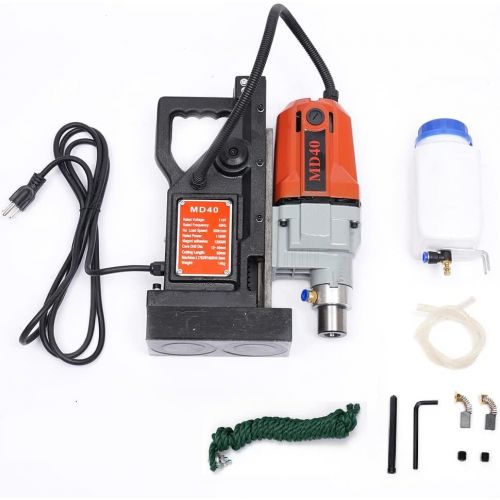  [아마존베스트]WANLECY Magnetic Drill Press, 2700 Lbs 1100W with 1-1/2 Inch (40mm) Boring Diameter MD40 Magnetic Drill Press Precision Metal Surface Drilling System Portable