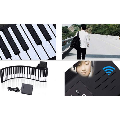  WANQY Musical instrument Portable Piano- 88 Keys Flexible Roll Up Piano Electronic Soft Keyboard Piano Silicone Rubber Keyboard Send A Sustain Pedal