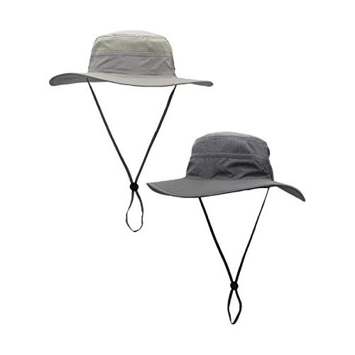  [아마존베스트]Wanying Womens Mens Outdoor Bucket Hat Fisherman Hat Bush Hats with Chin Strap Breathable Quick Drying Sun Protection for Head Circumference 56-60 cm