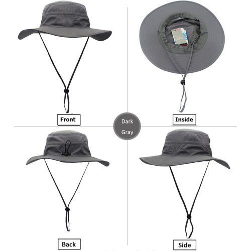  [아마존베스트]Wanying Womens Mens Outdoor Bucket Hat Fisherman Hat Bush Hats with Chin Strap Breathable Quick Drying Sun Protection for Head Circumference 56-60 cm