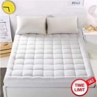 WARM HARBOR Mattress Pad Cover King Size Mattress Topper with 18” Deep Pocket Pillowtop Overfilled 100% 300TC Cotton White Bed Topper (Down Alternative)