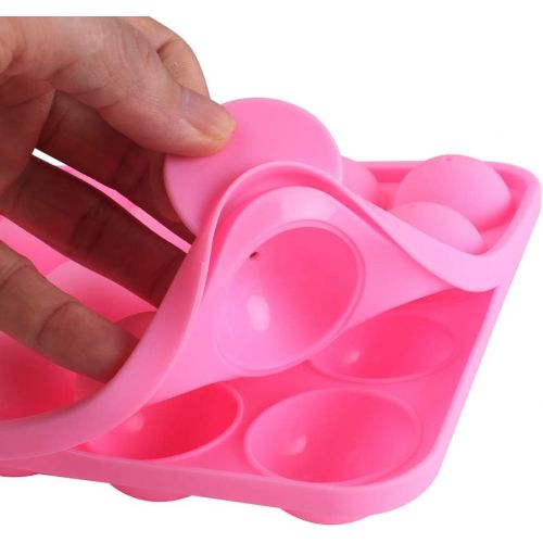  [아마존베스트]Warmbuy 20 Cavity Silicone Pink Lolly Pop Party Cupcake Baking Mold Cake Pop Stick Mold Tray