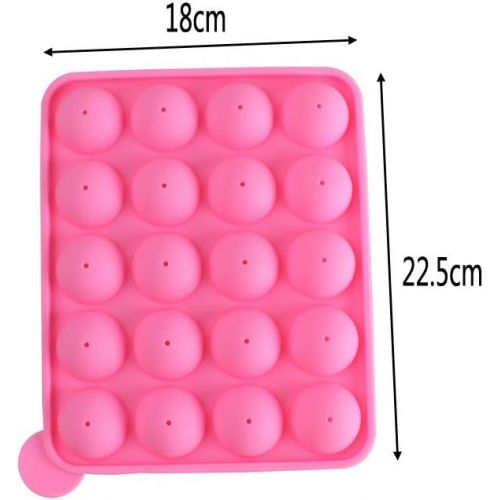  [아마존베스트]Warmbuy 20 Cavity Silicone Pink Lolly Pop Party Cupcake Baking Mold Cake Pop Stick Mold Tray