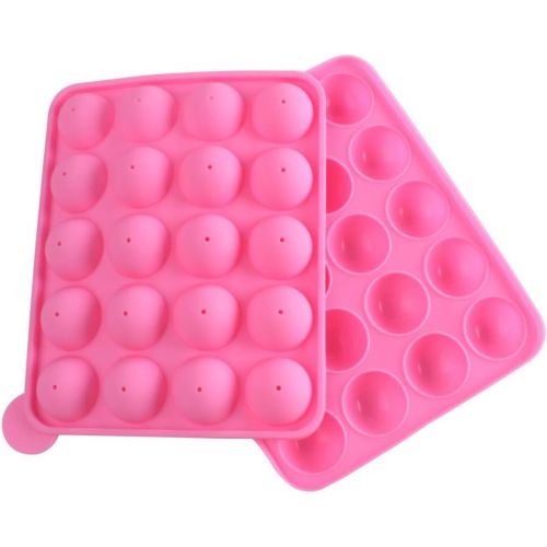  [아마존베스트]Warmbuy 20 Cavity Silicone Pink Lolly Pop Party Cupcake Baking Mold Cake Pop Stick Mold Tray