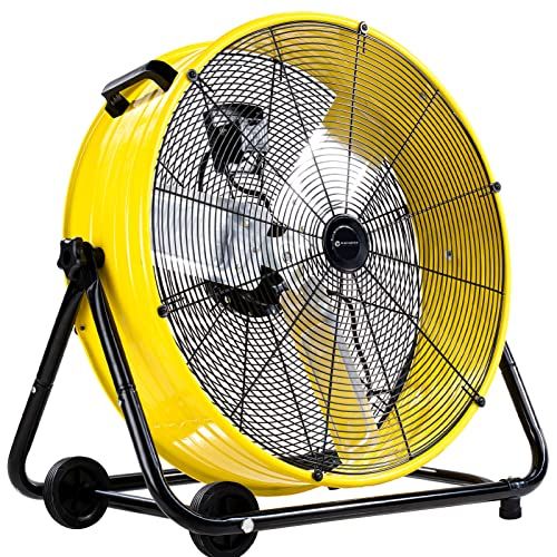  WARMLREC Industrial Fan 24 Inch Heavy Duty Drum 3 Speed 8100 CFM Air Circulation High Velocity Fan For Warehouse, Workshop, Factory, Commercial, Residential and Greenhouse Yellow