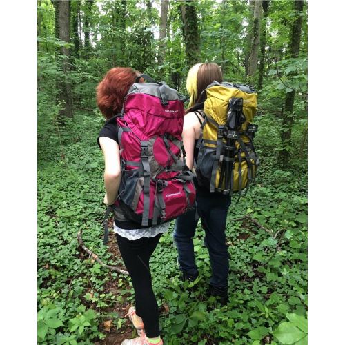  [아마존베스트]WASING 55L Internal Frame Backpack Hiking Backpacking Packs for Outdoor Hiking Travel Climbing Camping Mountaineering with Rain Cover WS-55Lpack