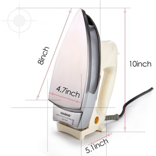  [아마존베스트]WASING Classic Dry Iron for Industry and Household Usage Upgraded Mirror Stainless Steel Soleplate Without Steam 1000W