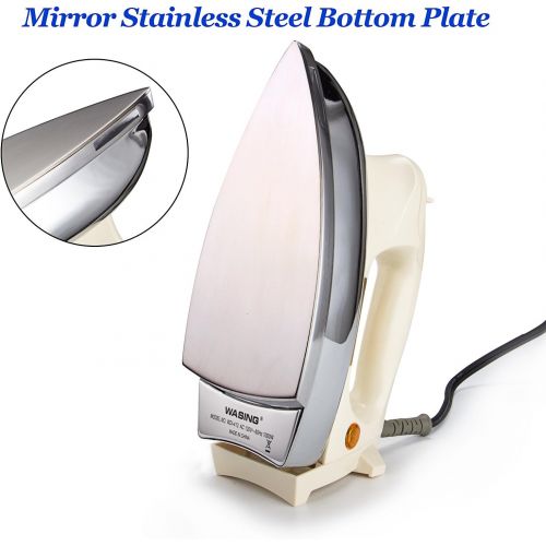  [아마존베스트]WASING Classic Dry Iron for Industry and Household Usage Upgraded Mirror Stainless Steel Soleplate Without Steam 1000W