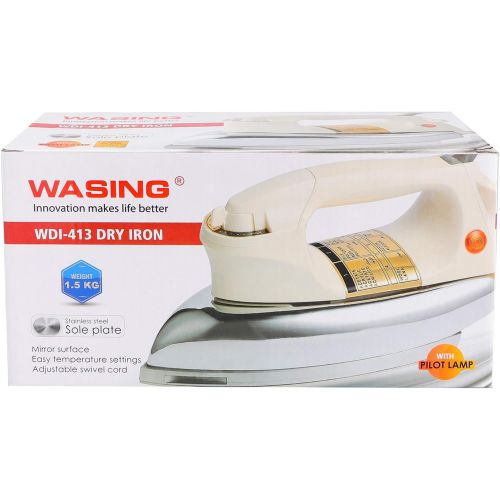  [아마존베스트]WASING Classic Dry Iron for Industry and Household Usage Upgraded Mirror Stainless Steel Soleplate Without Steam 1000W