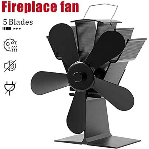  WASX 5 Blade Fireplace Fan Silent Home Efficient Heat Distribution Stove Fan Log Wood Burner Eco Friendly Heat Powered Fan