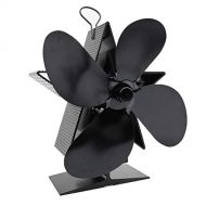 WASX 4 Blade Heat Powered Stove Fan for Wood Log Burner/Fireplace Eco Friendly and Efficient Fireplace Fans,Black