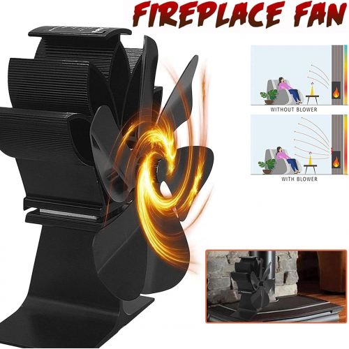  WASX 6 Blades Wood Stove Fan Heat Powered Fireplace Fan Stove Fan for Home Heating Log Burner