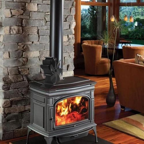  WASX 6 Blades Wood Stove Fan Heat Powered Fireplace Fan Stove Fan for Home Heating Log Burner