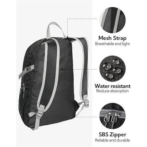  WATERFLY Small Lightweight Packable Backpack: 20l Ultra Light Foldable Travel Hiking Camping Daypack Day Pack for Man Woman