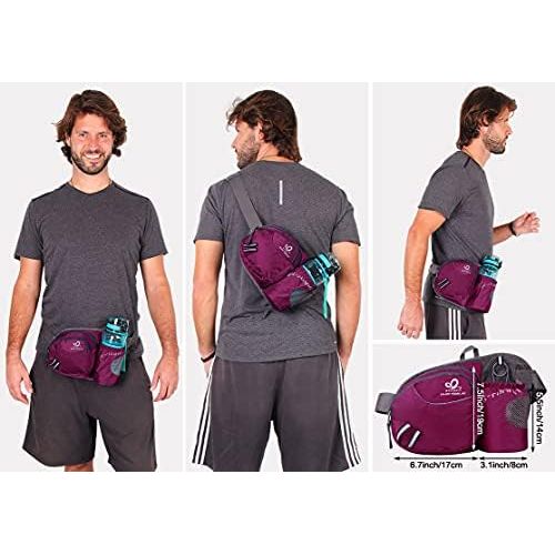  WATERFLY Hiking Waist Bag Fanny pack with Water Bottle Holder for Men Women Running & Dog Walking Can Hold iPhone8 Plus Screen Size 6.5inch