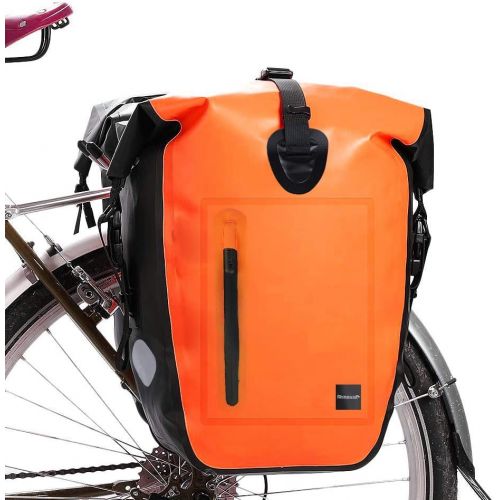  WATERFLY 25L Bike Bag Bike Pannier Bag Waterproof Bike Saddle Bag Extensible Bicycle Rear Seat Bag Shoulder Bag with Rain Cover for Riding Cycling