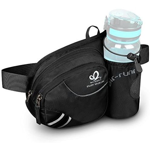  WATERFLY Hiking Waist Bag Fanny Pack with Water Bottle Holder for Men Women Running & Dog Walking Fit All Phones (Bottle Not Included)