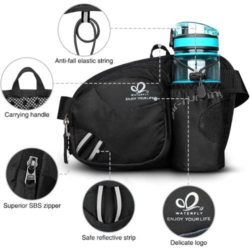  WATERFLY Hiking Waist Bag Fanny Pack with Water Bottle Holder for Men Women Running & Dog Walking Fit All Phones (Bottle Not Included)