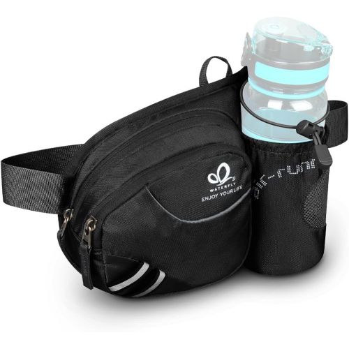  WATERFLY Hiking Waist Bag Fanny Pack with Water Bottle Holder for Men Women Running & Dog Walking Fit All Phones (Bottle Not Included)