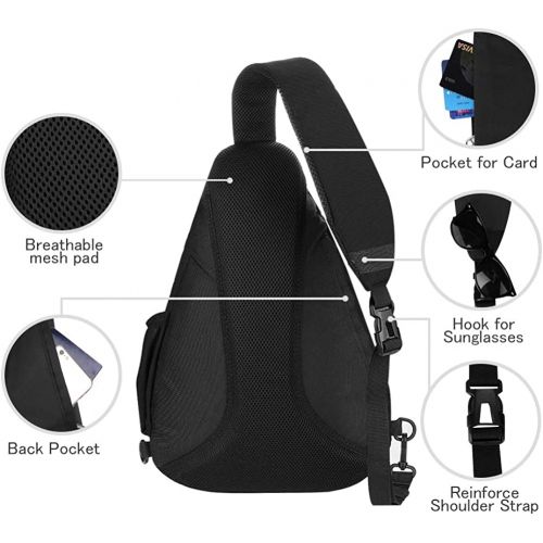  WATERFLY Sling Bag Crossbody Backpack: Over Shoulder Daypack Casual Cross Chest Side Pack