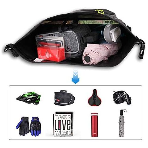  WATERFLY 25L Bike Bag Bike Pannier Bag Waterproof Bike Saddle Bag Extensible Bicycle Rear Seat Bag Shoulder Bag with Rain Cover for Riding Cycling