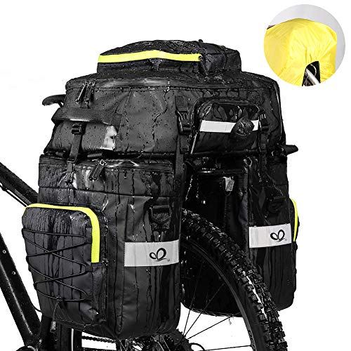  Waterfly Bike Bag Bike Pannier Bag Waterproof Bike Saddle Bag Shoulder Bag with Rain Cover for Riding Cycling (3 in 1)