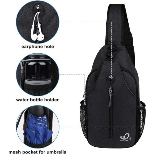  WATERFLY Crossbody Sling Backpack Sling Bag Travel Hiking Chest Bag Daypack