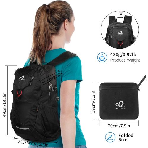  WATERFLY Lightweight Packable Hiking Backpack： Foldable Travel Daypack Ultralight Camping Day Pack for Woman Man