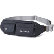 WATERFLY Fanny Pack for Women Men Water Resistant Small Waist Pouch Slim Belt Bag with 4 Pockets for Running Travelling Hiking Walking Lightweight Crossbody Chest Bag Fit All Phone