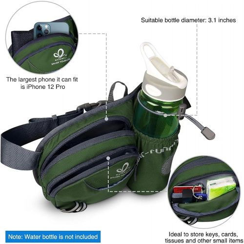  WATERFLY Hiking Waist Bag Fanny Pack with Water Bottle Holder for Men Women Running & Dog Walking Fit All Phones (Bottle Not Included)