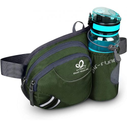  WATERFLY Hiking Waist Bag Fanny Pack with Water Bottle Holder for Men Women Running & Dog Walking Fit All Phones (Bottle Not Included)