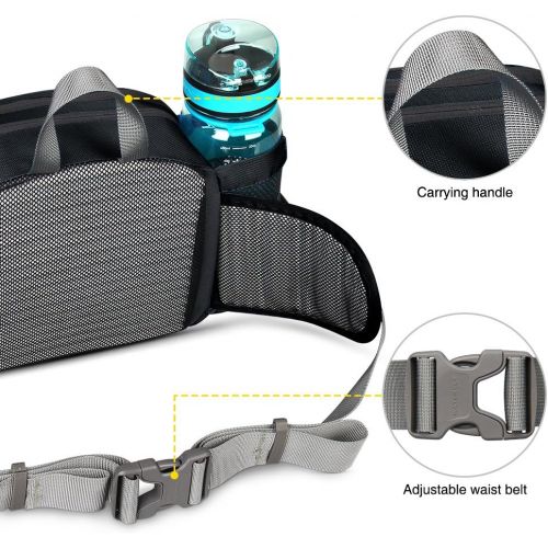  WATERFLY Fanny Pack with Water Bottle Holder Hiking Waist Packs for Walking Running Lumbar Pack fit for iPhone iPod Samsung Phones (Bottle Not Included)