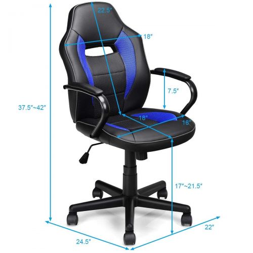  WATERJOY Gaming Swivel Chair, WaterJoy Pu Leather Mid-Back Office Chair Desk Chair Racing Chair Computer Chair Swivel Chair PC Chair Blue