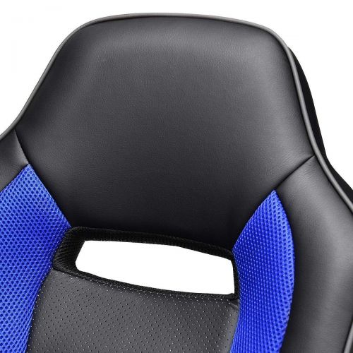  WATERJOY Gaming Swivel Chair, WaterJoy Pu Leather Mid-Back Office Chair Desk Chair Racing Chair Computer Chair Swivel Chair PC Chair Blue