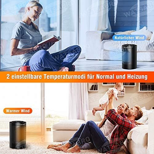  [아마존베스트]WATSABRO Keramik Heizluefter - 1500W Tragbare Heizung mit Automatischer Oszillation und Fernbedienungsfunktion, 3 Modi energiesparend leise heizluefter fuer Schlafzimmer,Buero,Wohnzimm