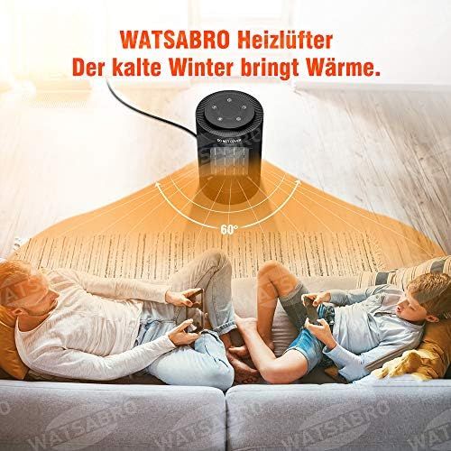  [아마존베스트]WATSABRO Keramik Heizluefter - 1500W Tragbare Heizung mit Automatischer Oszillation und Fernbedienungsfunktion, 3 Modi energiesparend leise heizluefter fuer Schlafzimmer,Buero,Wohnzimm