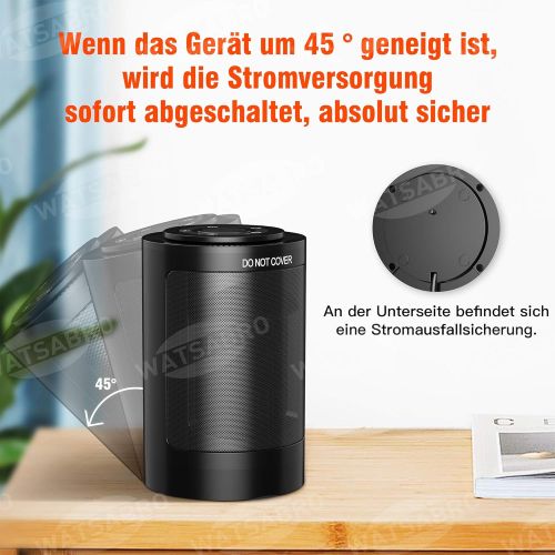  [아마존베스트]WATSABRO Keramik Heizluefter - 1500W Tragbare Heizung mit Automatischer Oszillation und Fernbedienungsfunktion, 3 Modi energiesparend leise heizluefter fuer Schlafzimmer,Buero,Wohnzimm