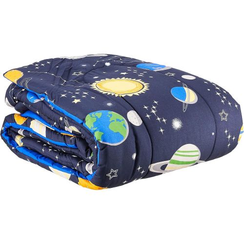  [아마존베스트]Waverly Kids Space Adventure Reversible Bedding Collection, Twin, Multicolor