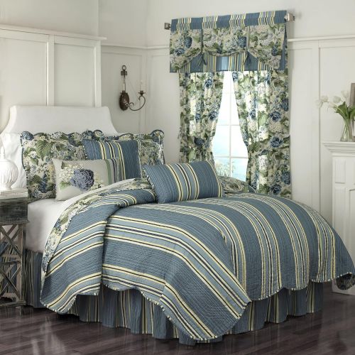  WAVERLY Floral Flourish Quilt Set, 68x86, Porcelain