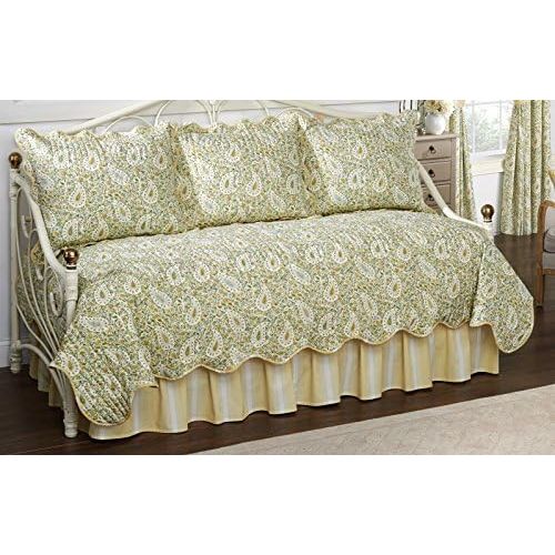  WAVERLY Waverly 15551105X054SPR Paisley Verveine 105-Inch by 54-Inch Daybed Reversible Quilt Set, Spring