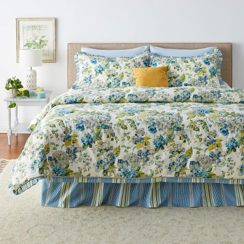  WAVERLY Floral Engagement Bedding Collection, Queen, Porcelain