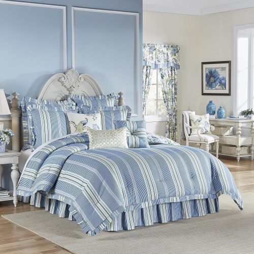  WAVERLY Floral Engagement Bedding Collection, Queen, Porcelain