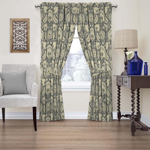  WAVERLY Waverly 15390052084FLX Clifton Hall 52-Inch by 84-Inch Floral Single Window Curtain Panel, Flax