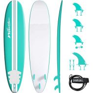 Wavestorm-15th Anniversary Edition Soft Top Foam 8ft Surfboard | for Beginners and All Levels | Includes Accessories | Leash and Multiple Fin Options, Turquoise pinline
