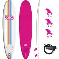 Barbie™ Signature 8ft Surfboard by Wavestorm | Graphic top Deck with high Density Slick Bottom | for Kids and Adults |Foam Construction with Accessories | Leg Leash and Fin Set Included,White