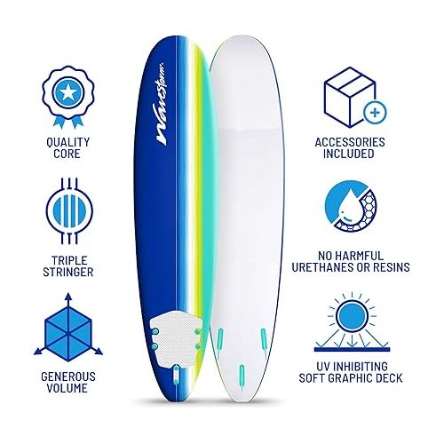  WAVESTORM 8ft Premium Classic Longboard Surfboard