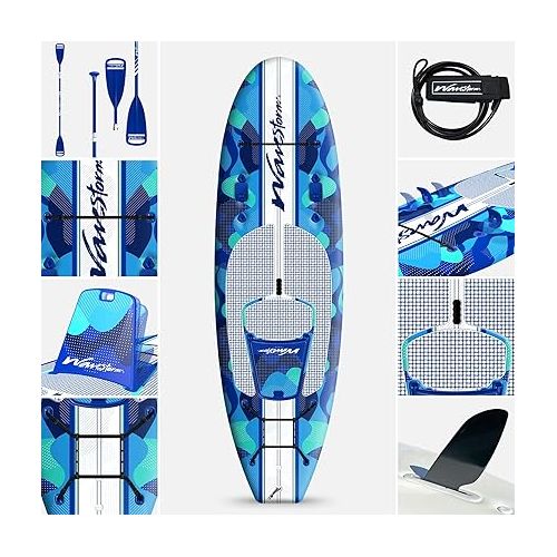  WAVESTORM 9ft6 SUP Kayak Hybrid Stand Up Paddleboard Foam Soft Top SUP for Adults and Kids of All Levels of Paddling Kayak,Blue