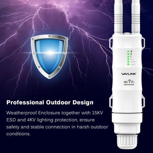 Wavlink 300Mbps Wireless Access Point High Power N300 Outdoor PoE WiFi Range ExtenderRouterRepeaterWiFi Signal Booster Weatherproof With 1000mW Omni-directional Antennas(Newest)