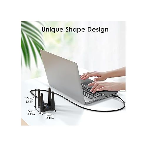  USB WiFi Adapter for Desktop PC, AC1900 WiFi Adapter Dual Band Wireless Network Adapter with 2.4GHz/5GHz High Gain Antennas, MU-MIMO, Supports Windows 11/10/8.1/8/7, XP, Mac OS 10.7-10.15