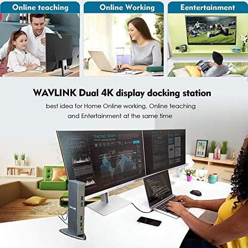  WAVLINK USB C Universal Docking Station, 14-in-1 Aluminum Ultra 5K Dual 4K HD Multiple-Display Adapter with 2 HDMI & DisplayPort, Ethernet, 6 USB 3.0, Audio, DC Jack for Desktop La